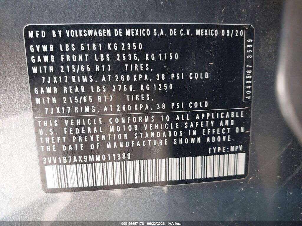 3VV1B7AX9MM011389 2021 VOLKSWAGEN TIGUAN photo no. 9
