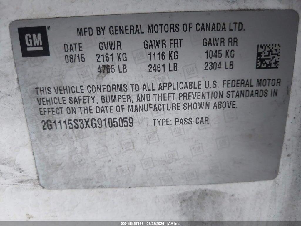 2G1115S3XG9105059 2016 CHEVROLET IMPALA photo no. 9