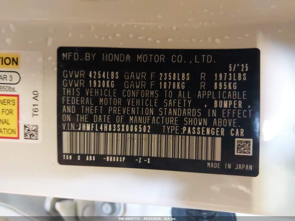 JHMFL4H83SX006502 2025 HONDA CIVIC HYBRID photo no. 9