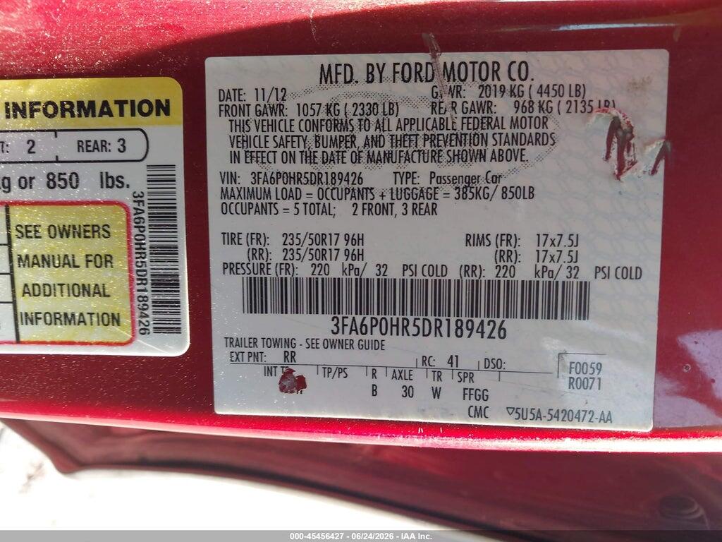 3FA6P0HR5DR189426 2013 FORD FUSION photo no. 9