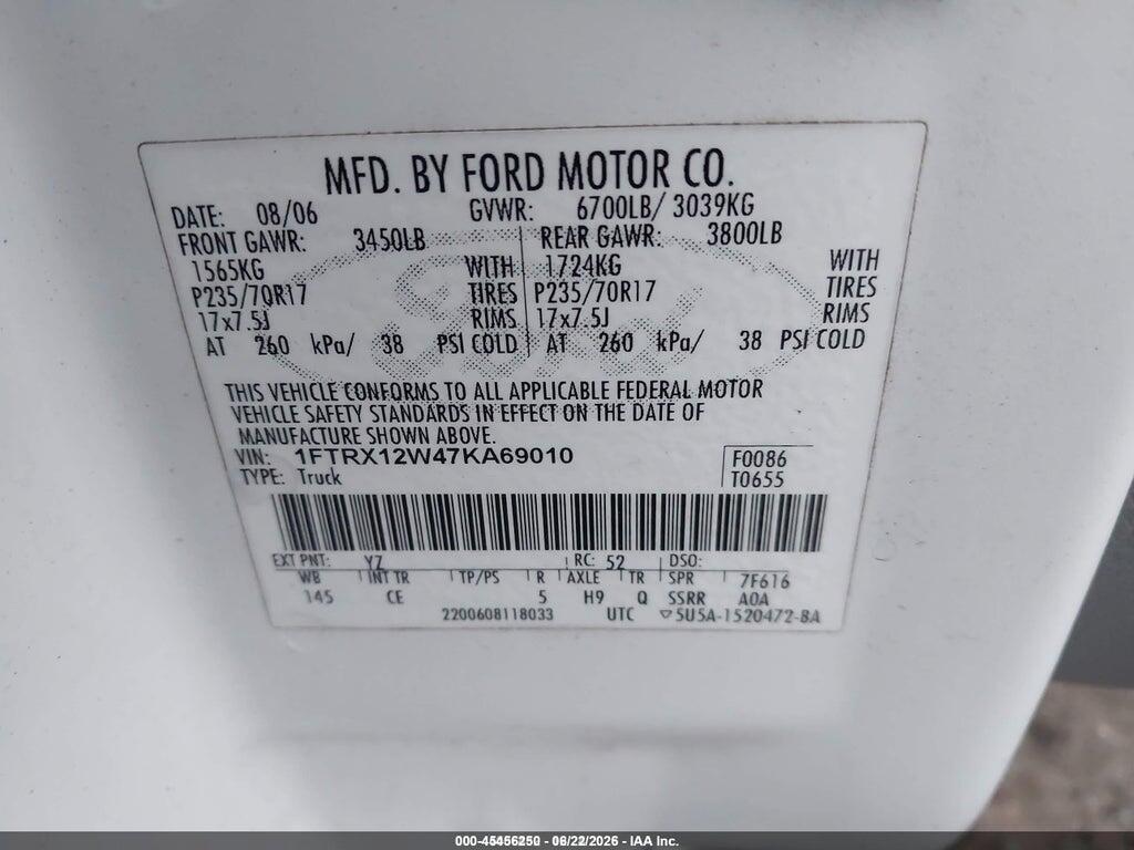 1FTRX12W47KA69010 2007 FORD F-150 photo no. 9