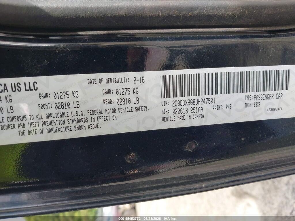 2C3CDXBG8JH247501 2018 DODGE CHARGER photo no. 9