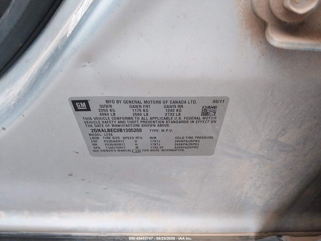 2GNALBEC8B1305268 2011 CHEVROLET EQUINOX photo no. 9