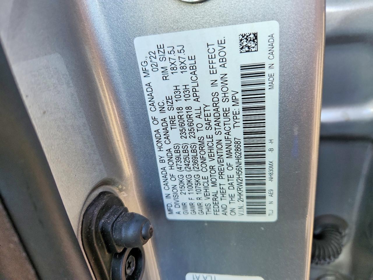 2022 HONDA CR-V EX — Фото 12 из 12