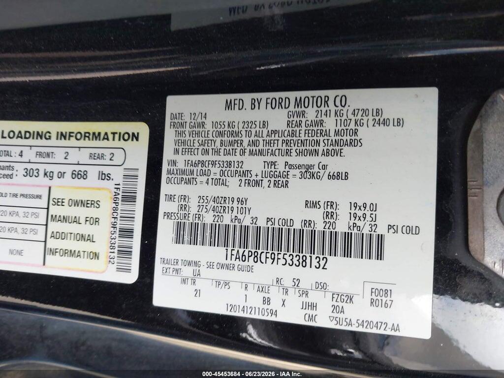 1FA6P8CF9F5338132 2015 FORD MUSTANG photo no. 9