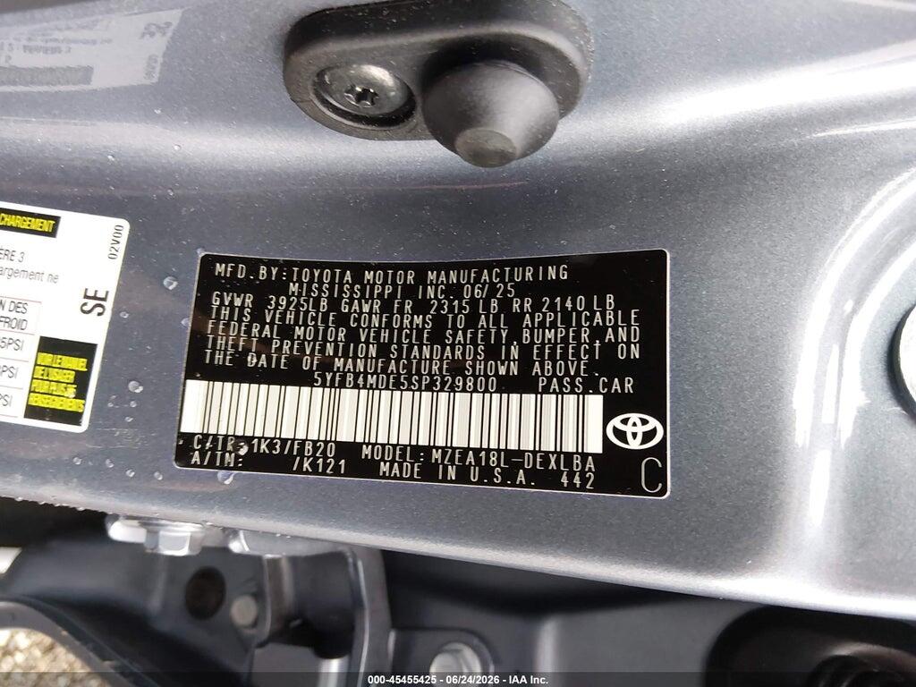 5YFB4MDE5SP329800 2025 TOYOTA COROLLA photo no. 9