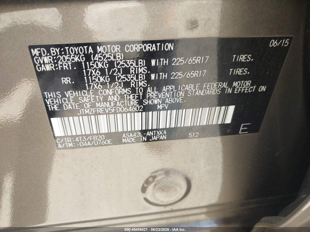 JTMZFREV5FD064602 2015 TOYOTA RAV4 photo no. 9
