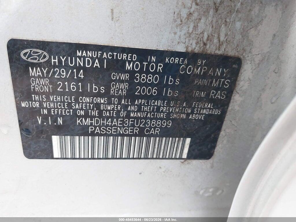 KMHDH4AE3FU238899 2015 HYUNDAI ELANTRA photo no. 9