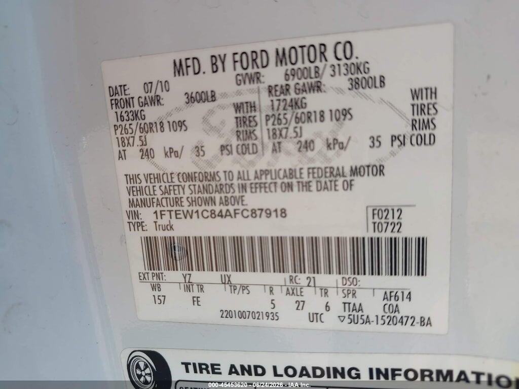1FTEW1C84AFC87918 2010 FORD F-150 photo no. 9