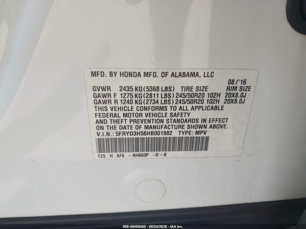 5FRYD3H56HB001982 2017 ACURA MDX photo no. 9
