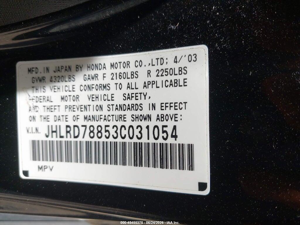 JHLRD78853C031054 2003 HONDA CR-V photo no. 9