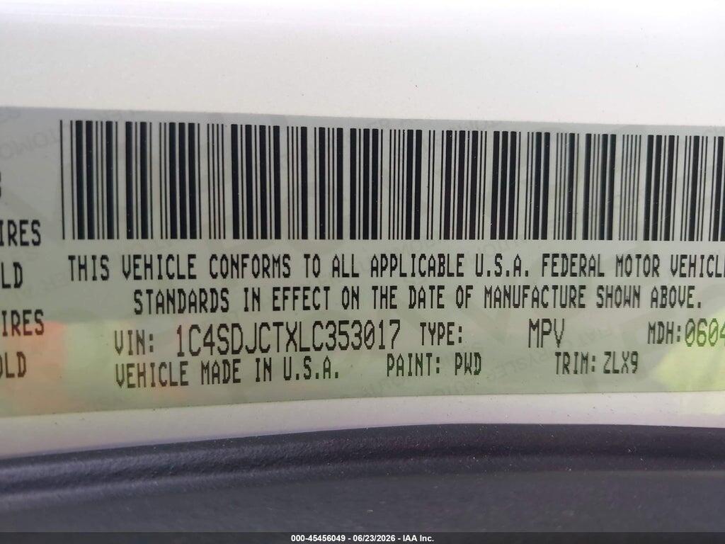 1C4SDJCTXLC353017 2020 DODGE DURANGO photo no. 9