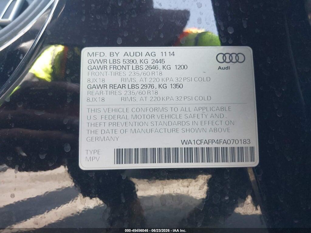 WA1CFAFP4FA070183 2015 AUDI Q5 photo no. 9