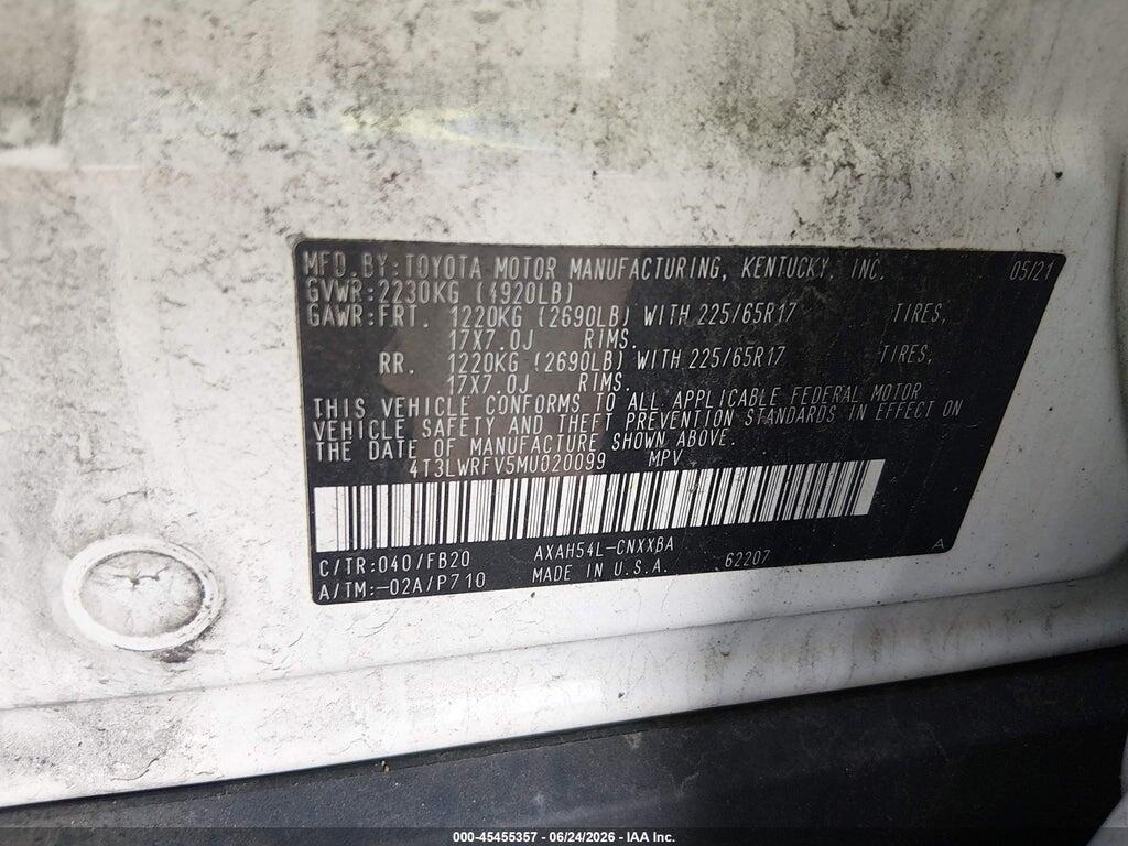 4T3LWRFV5MU020099 2021 TOYOTA RAV4 HYBRID photo no. 9