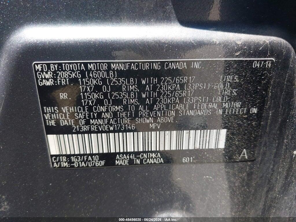 2T3RFREV0EW173146 2014 TOYOTA RAV4 photo no. 9