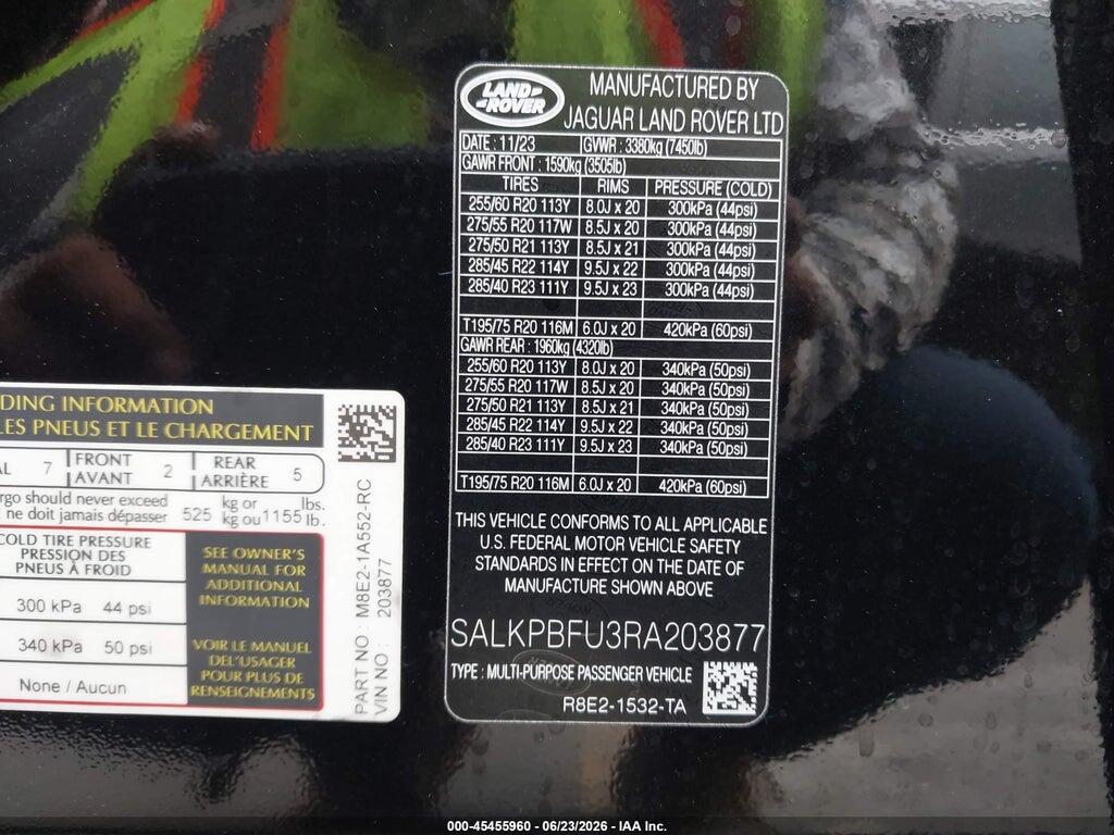 SALKPBFU3RA203877 2024 LAND ROVER RANGE ROVER photo no. 9