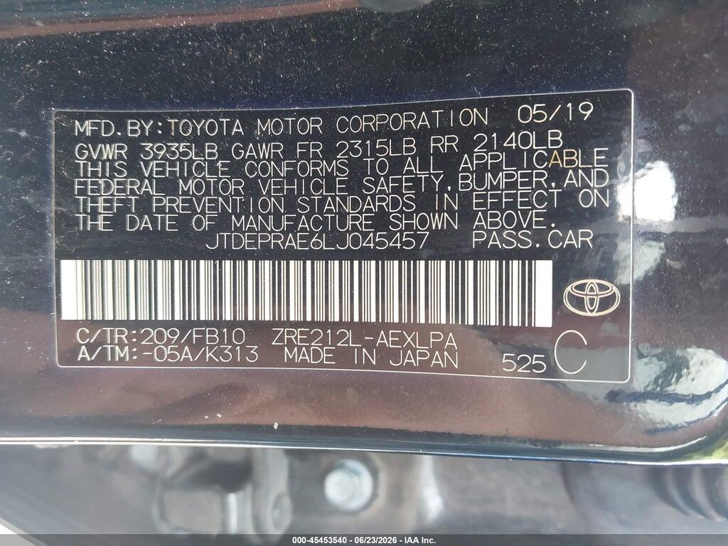 JTDEPRAE6LJ045457 2020 TOYOTA COROLLA photo no. 9