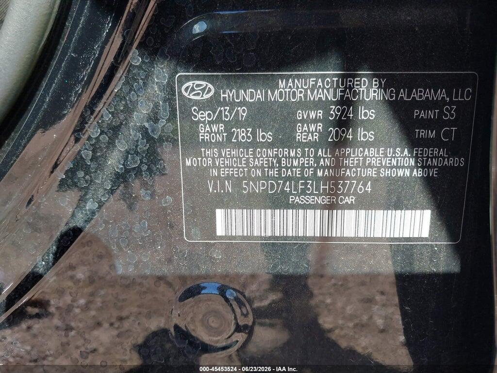 5NPD74LF3LH537764 2020 HYUNDAI ELANTRA photo no. 9