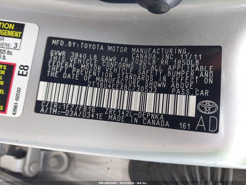 2T1BU4EEXBC730533 2011 TOYOTA COROLLA photo no. 9
