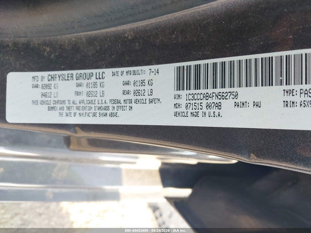 1C3CCCAB4FN562750 2015 CHRYSLER 200 photo no. 9