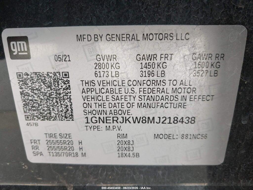 1GNERJKW8MJ218438 2021 CHEVROLET TRAVERSE photo no. 9