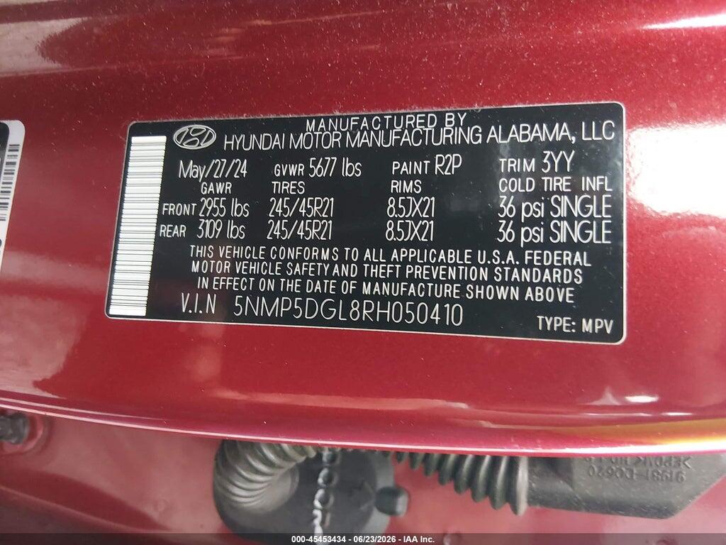 5NMP5DGL8RH050410 2024 HYUNDAI SANTA FE photo no. 9