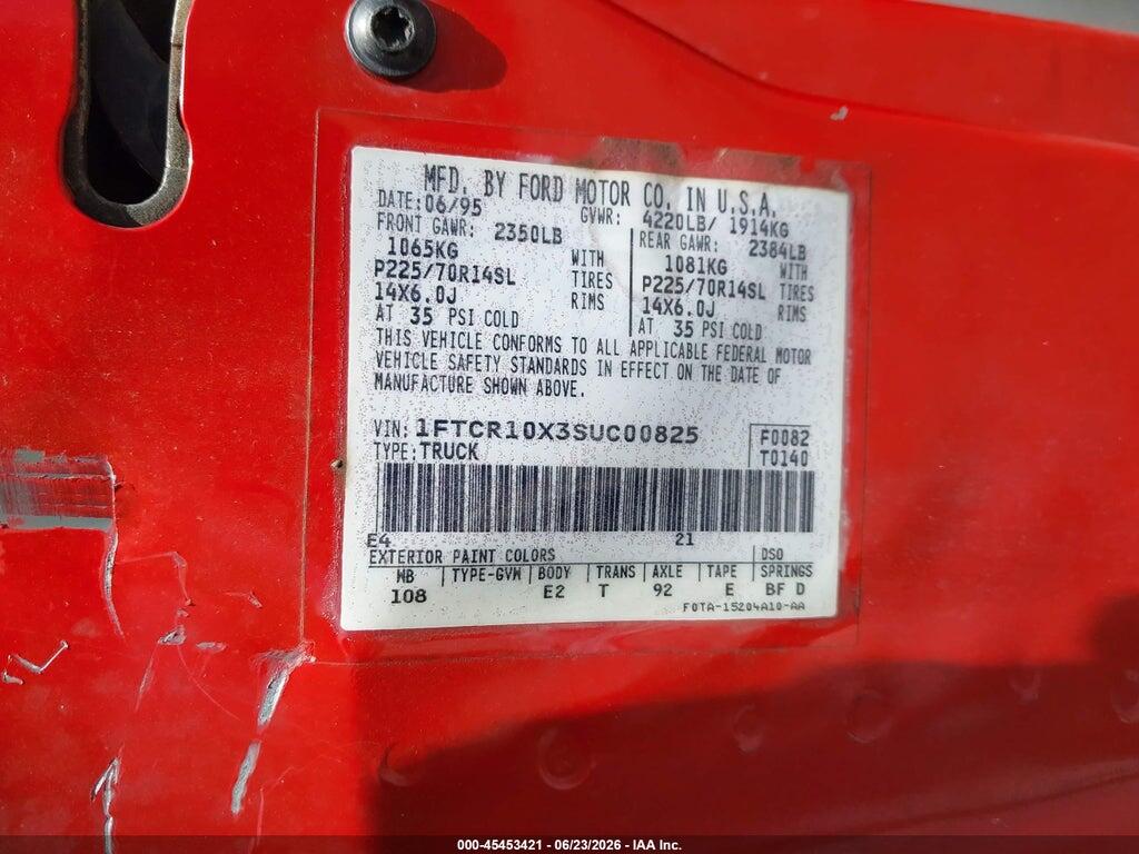 1FTCR10X3SUC00825 1995 FORD RANGER photo no. 9