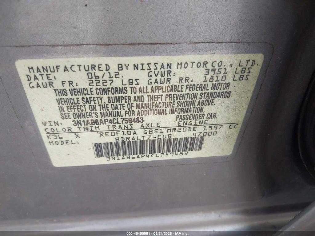 3N1AB6AP4CL759483 2012 NISSAN SENTRA photo no. 9