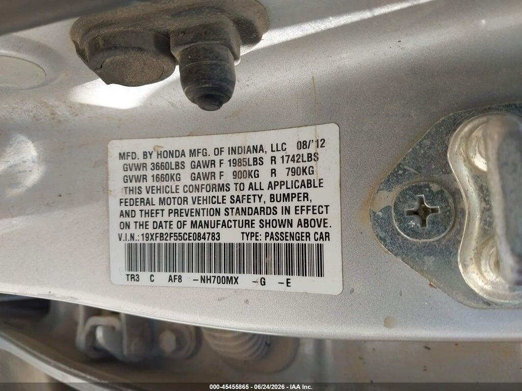 19XFB2F55CE084783 2012 HONDA CIVIC photo no. 9