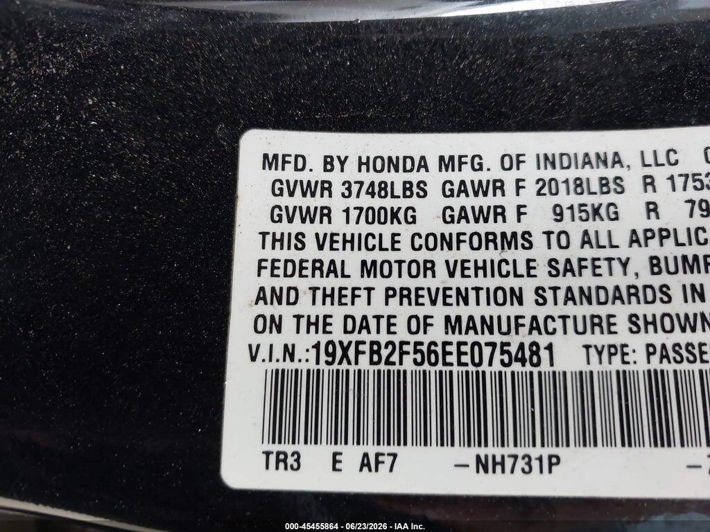 19XFB2F56EE075481 2014 HONDA CIVIC photo no. 9