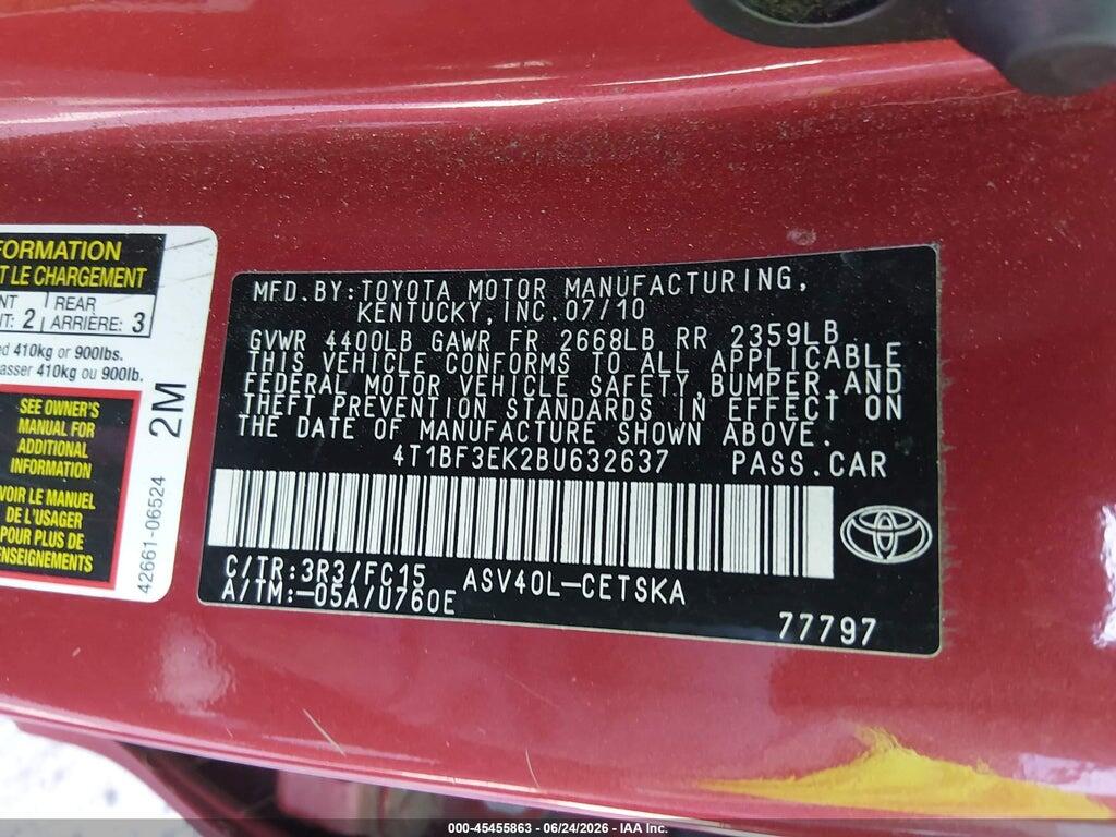 4T1BF3EK2BU632637 2011 TOYOTA CAMRY photo no. 9