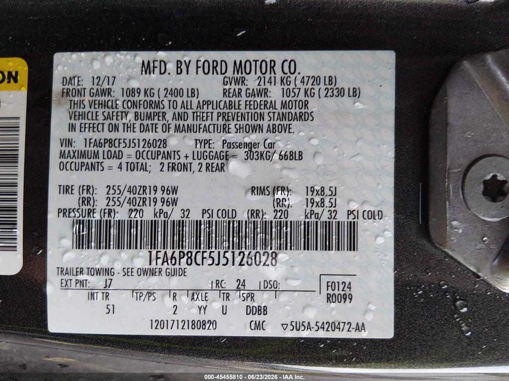 1FA6P8CF5J5126028 2018 FORD MUSTANG photo no. 9