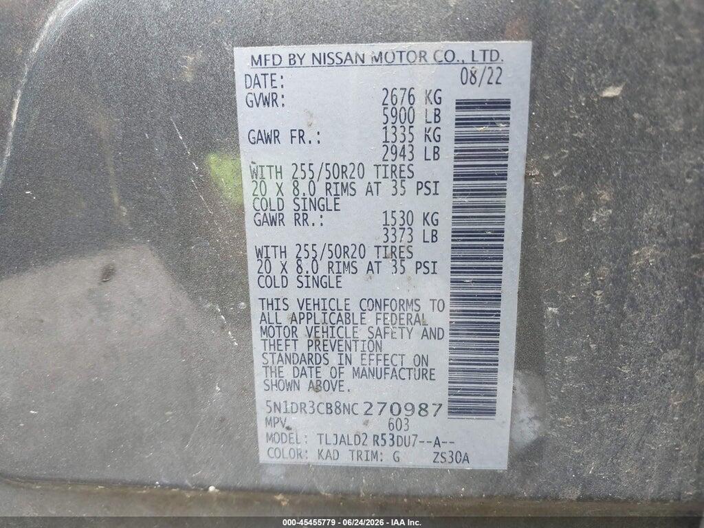 5N1DR3CB8NC270987 2022 NISSAN PATHFINDER photo no. 9