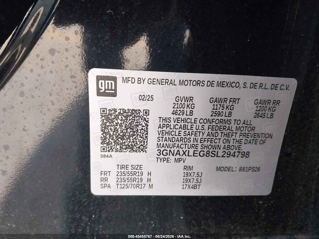 3GNAXLEG8SL294798 2025 CHEVROLET EQUINOX photo no. 9