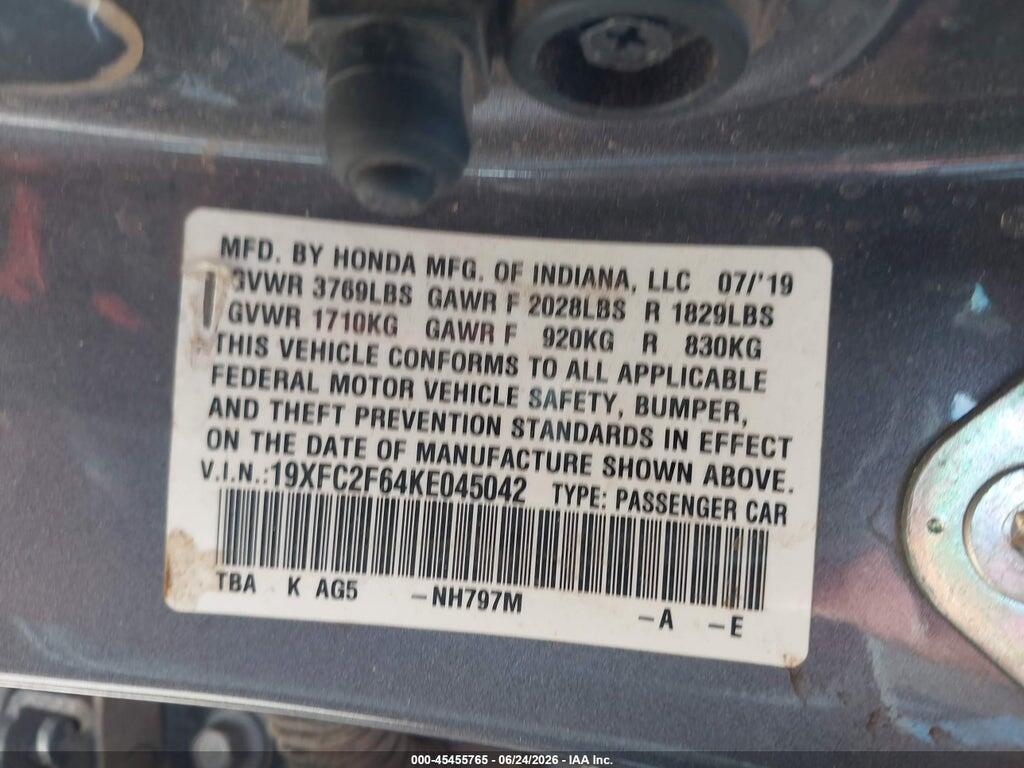 19XFC2F64KE045042 2019 HONDA CIVIC photo no. 9