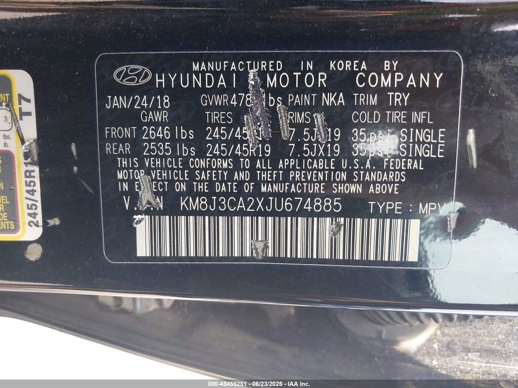 KM8J3CA2XJU674885 2018 HYUNDAI TUCSON photo no. 9