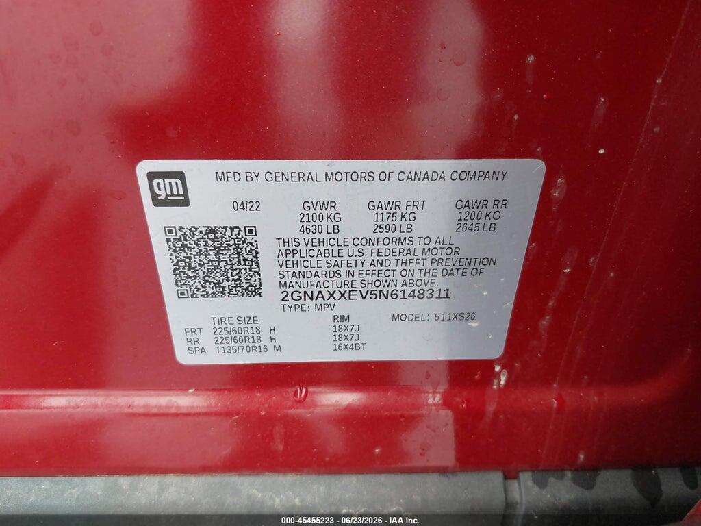 2GNAXXEV5N6148311 2022 CHEVROLET EQUINOX photo no. 9