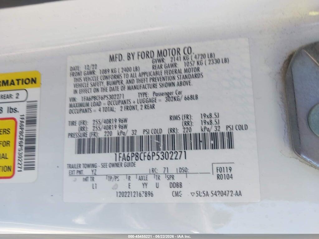 1FA6P8CF6P5302271 2023 FORD MUSTANG photo no. 9