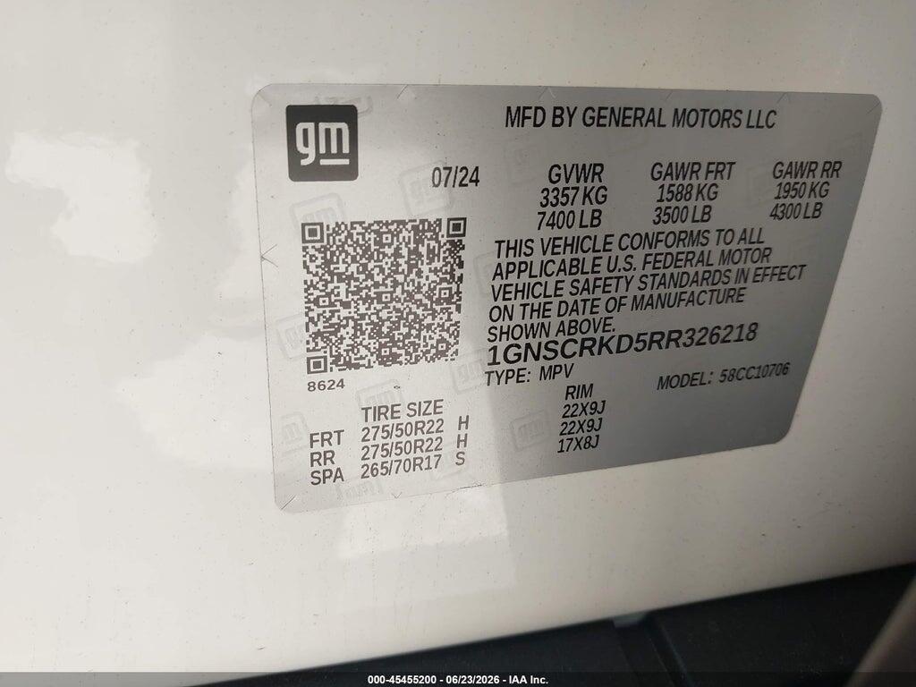 1GNSCRKD5RR326218 2024 CHEVROLET TAHOE photo no. 9