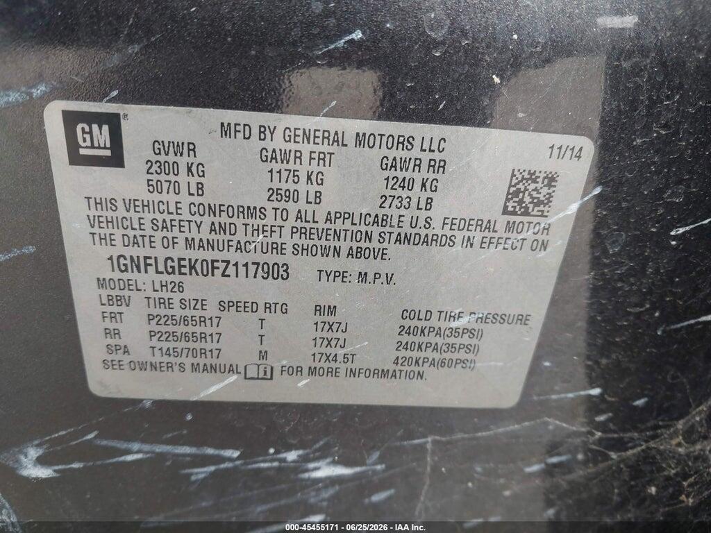 1GNFLGEK0FZ117903 2015 CHEVROLET EQUINOX photo no. 9