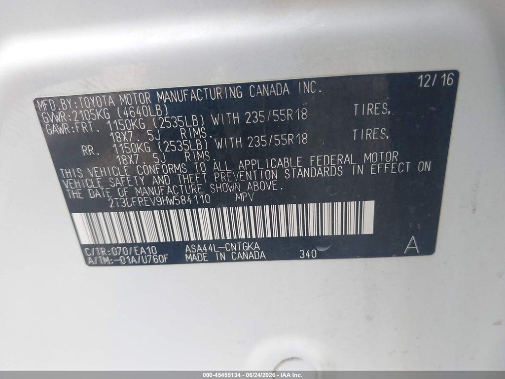 2T3DFREV9HW584110 2017 TOYOTA RAV4 photo no. 9