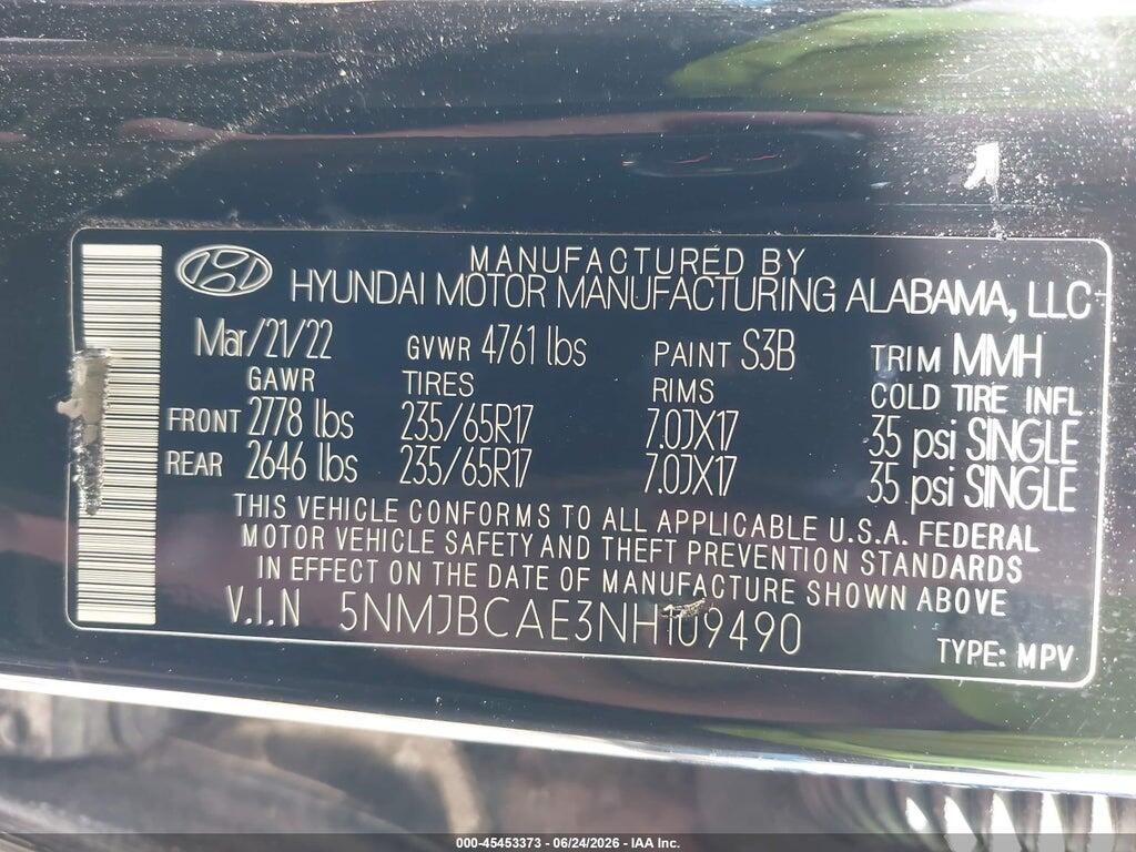 5NMJBCAE3NH109490 2022 HYUNDAI TUCSON photo no. 9
