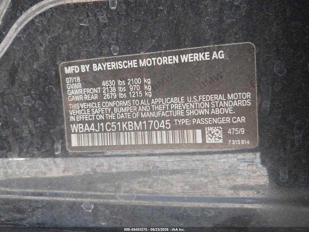 WBA4J1C51KBM17045 2019 BMW 430I GRAN COUPE photo no. 9