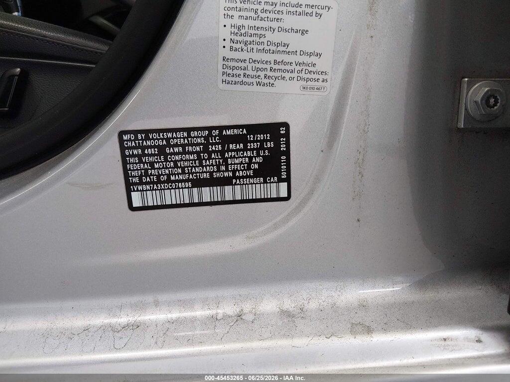 1VWBN7A3XDC076595 2013 VOLKSWAGEN PASSAT photo no. 9