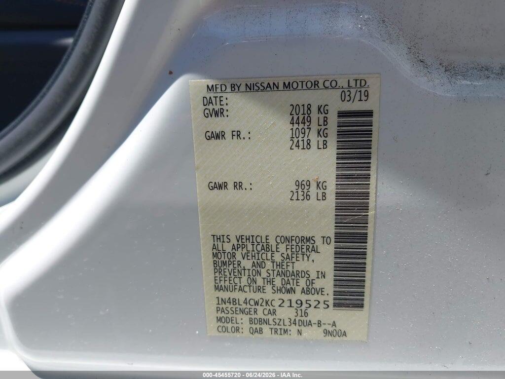 1N4BL4CW2KC219525 2019 NISSAN ALTIMA photo no. 9