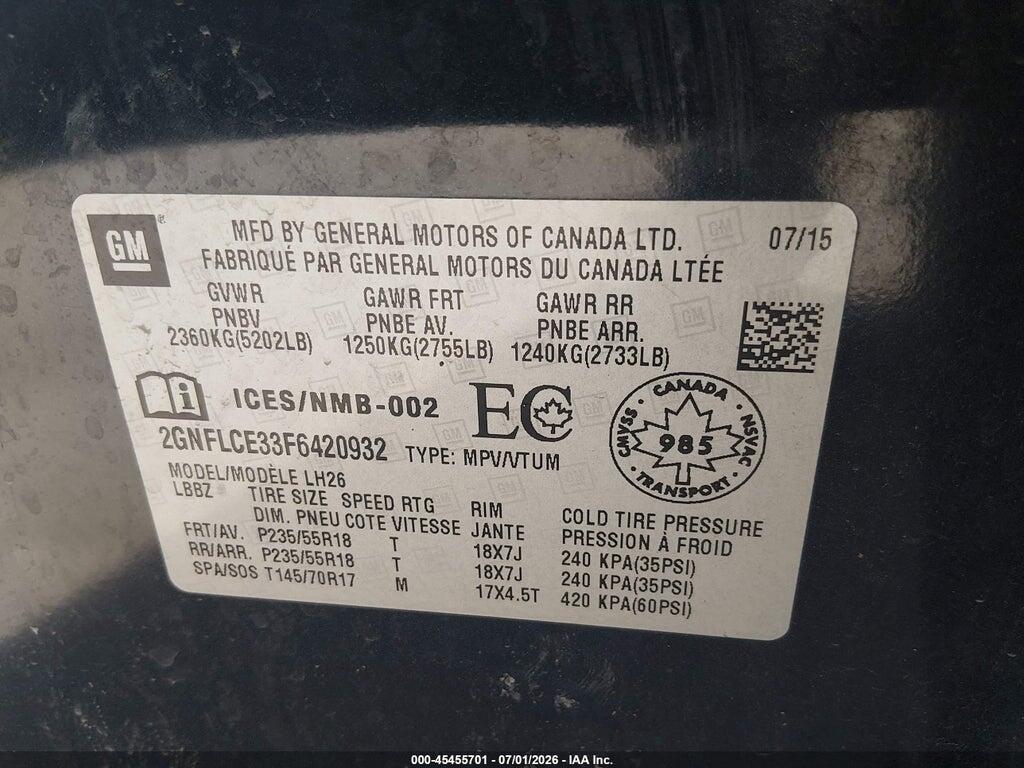 2GNFLCE33F6420932 2015 CHEVROLET EQUINOX photo no. 9