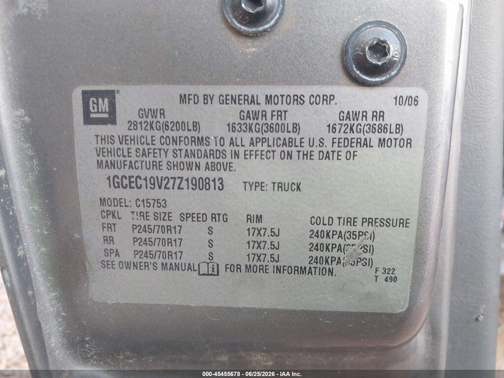 1GCEC19V27Z190813 2007 CHEVROLET SILVERADO 1500 CLASSIC photo no. 9