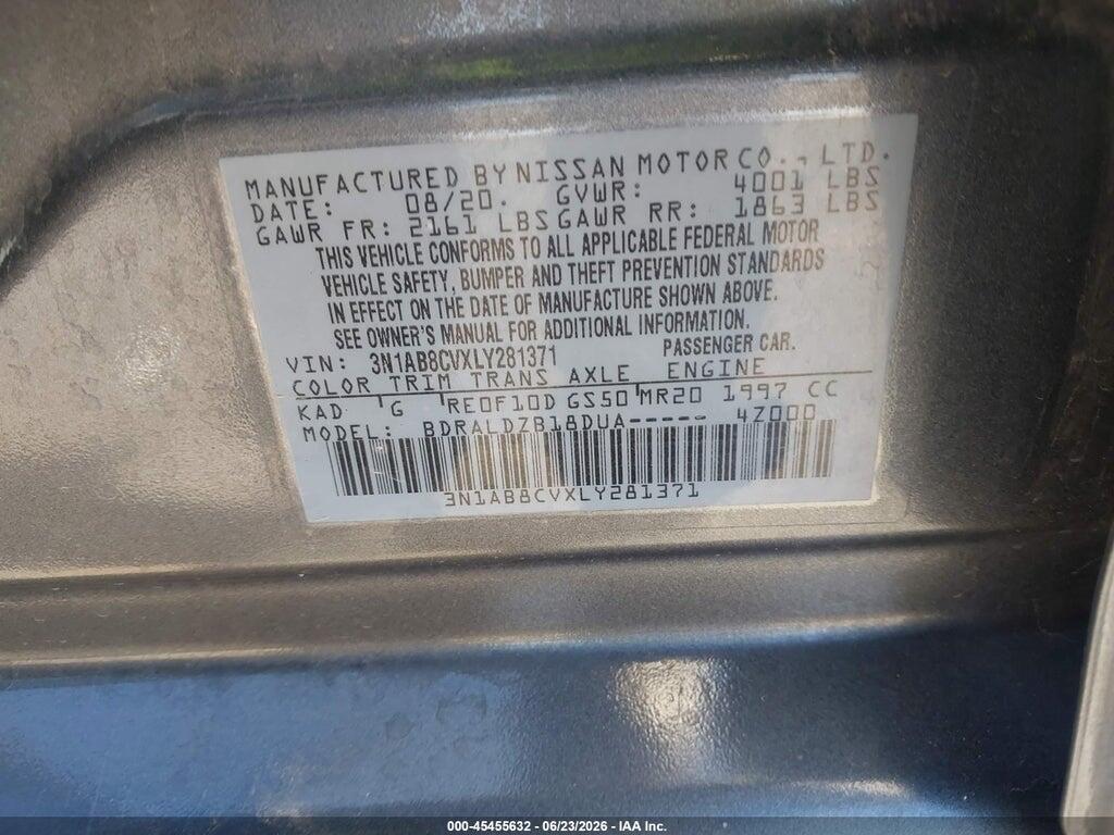 3N1AB8CVXLY281371 2020 NISSAN SENTRA photo no. 9