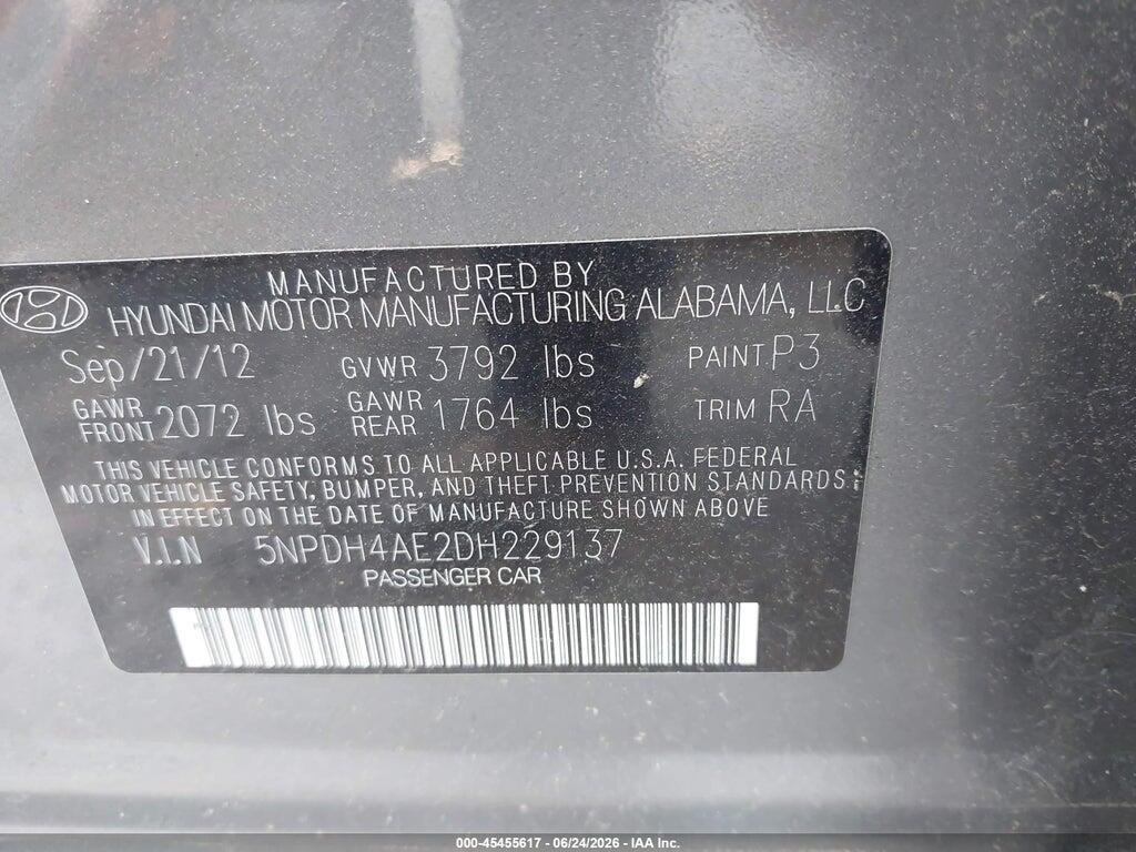 5NPDH4AE2DH229137 2013 HYUNDAI ELANTRA photo no. 9