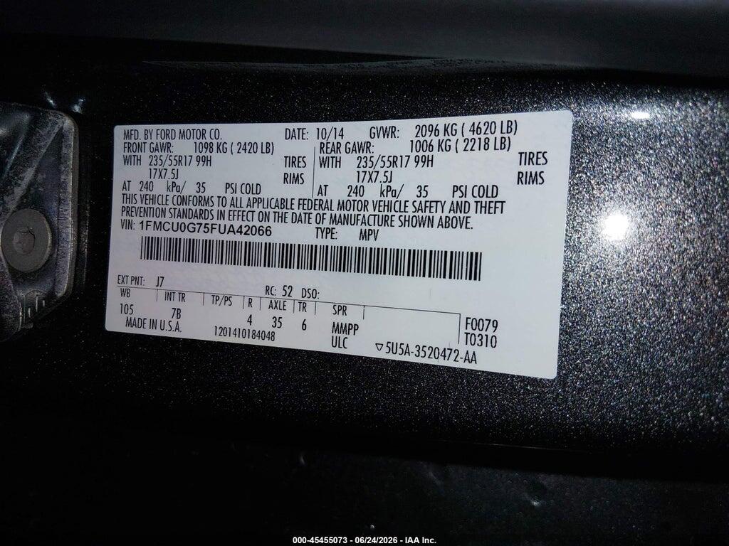 1FMCU0G75FUA42066 2015 FORD ESCAPE photo no. 9